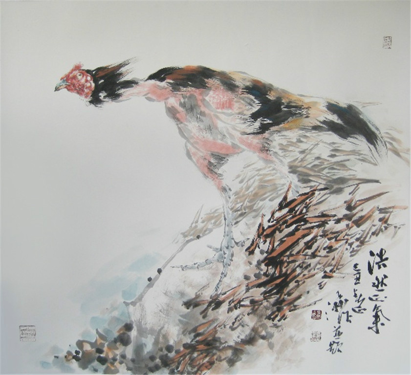 王子洲画鸡作品