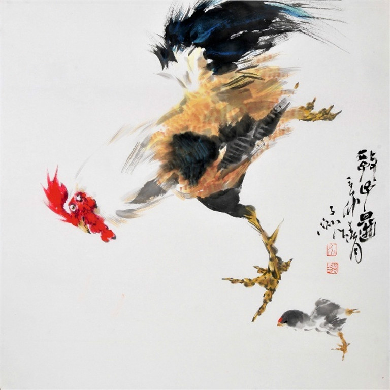 王子洲画鸡作品