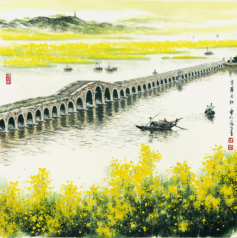 曹仁容国画作品:苏州园林名胜图