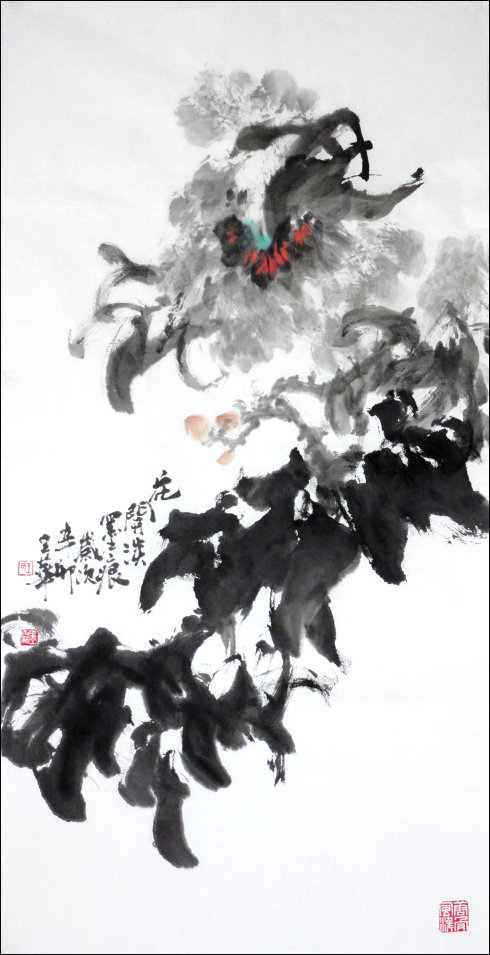王华国画牡丹作品