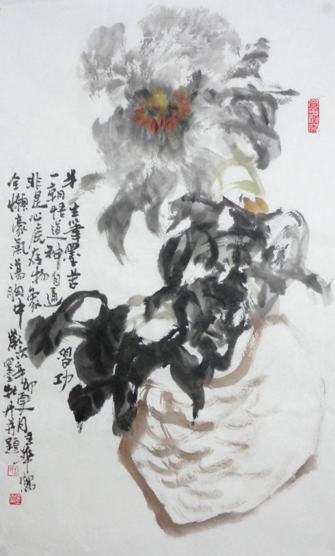 王华国画牡丹作品