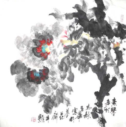 王华国画牡丹作品