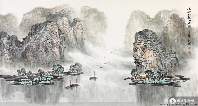 罗渊国画山水作品
