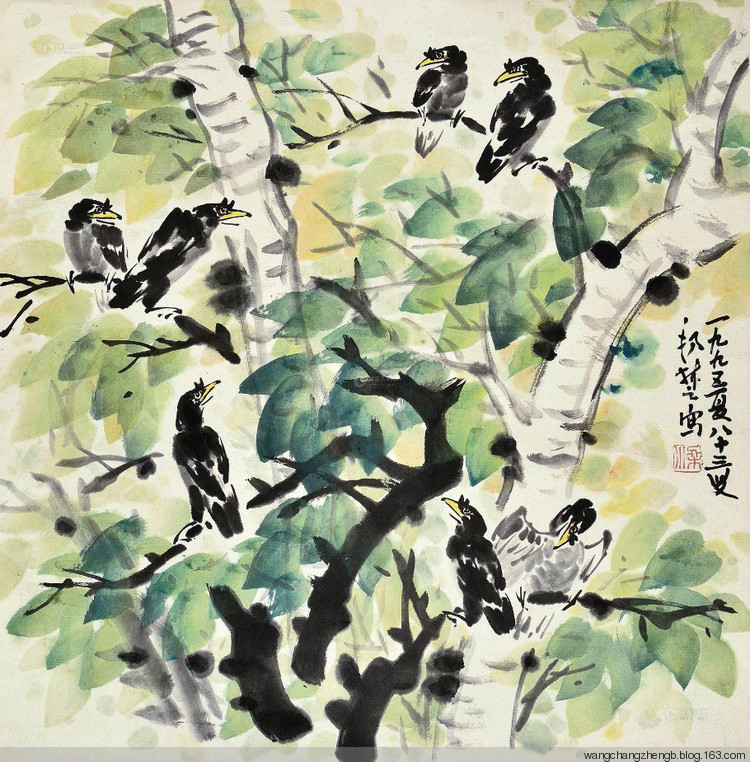 梁邦楚国画花鸟作品