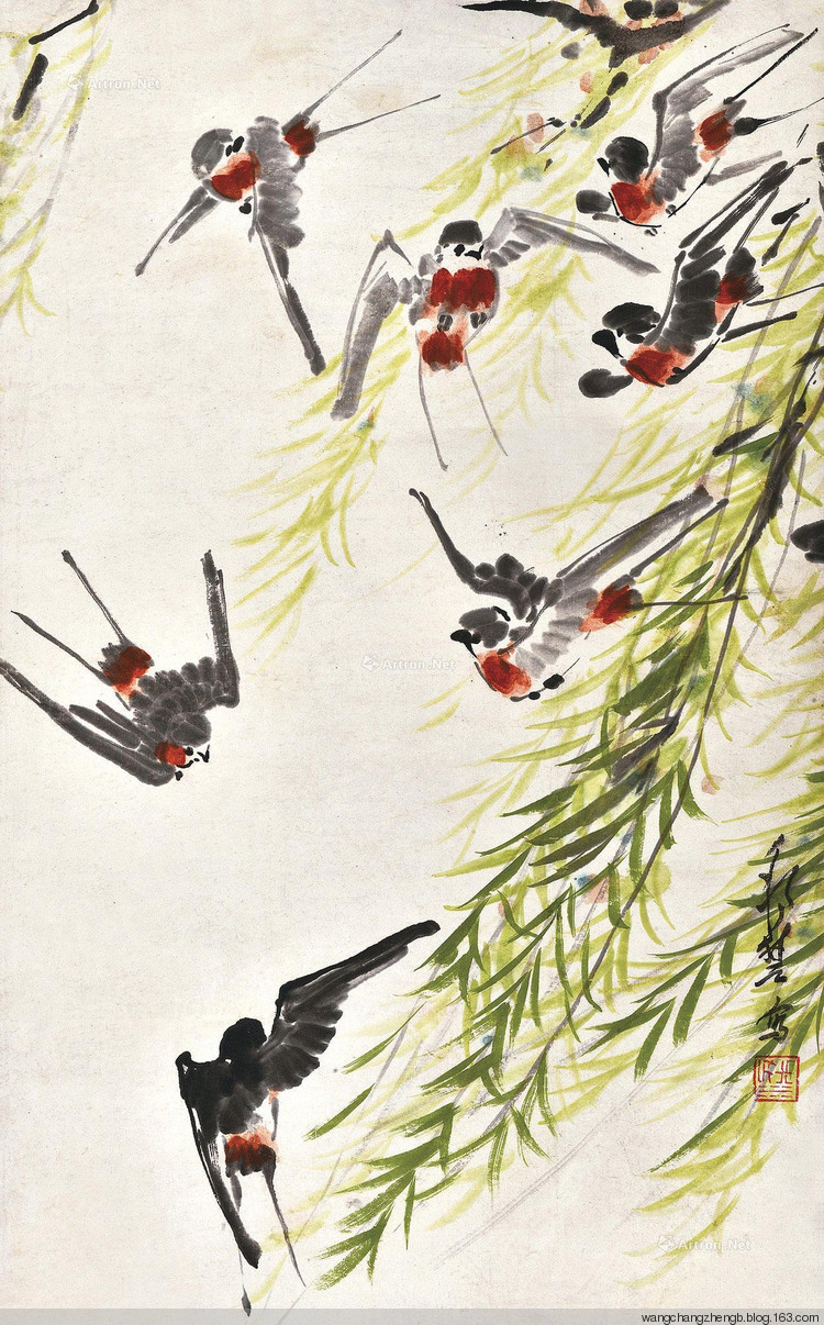 梁邦楚国画花鸟作品