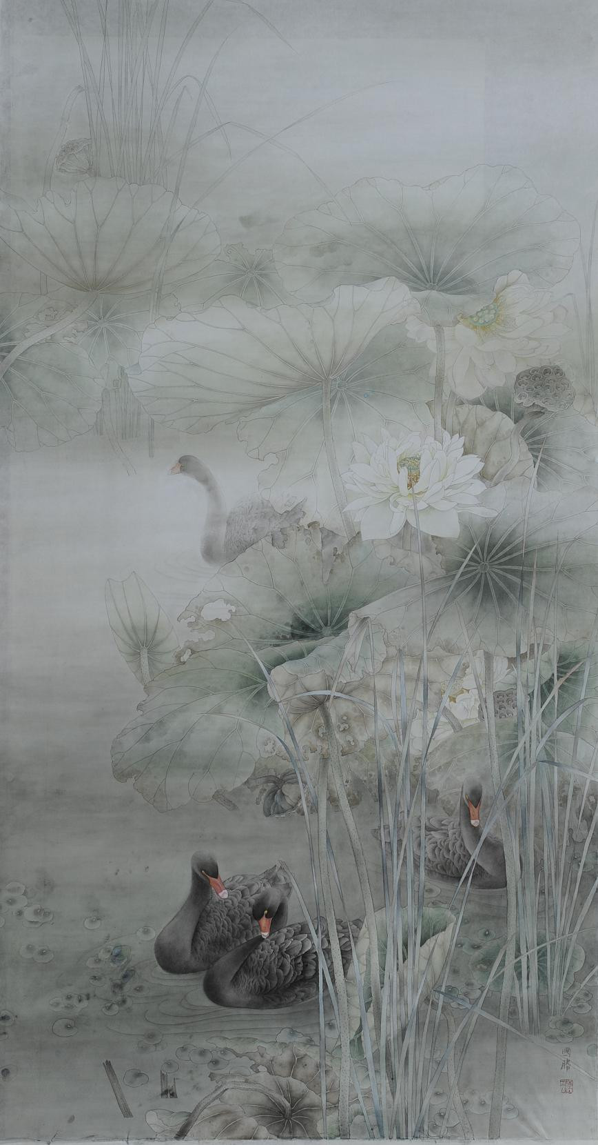 陈国胜国画花鸟作品