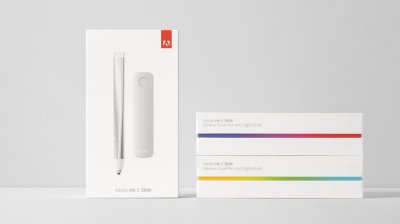 高科技的Adobe Ink压力感应电子笔和Slide电子绘图尺包装设计