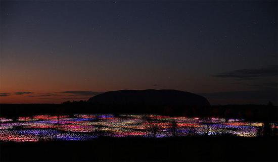 艺术家布鲁斯·芒罗  5万盏灯点亮沙漠 