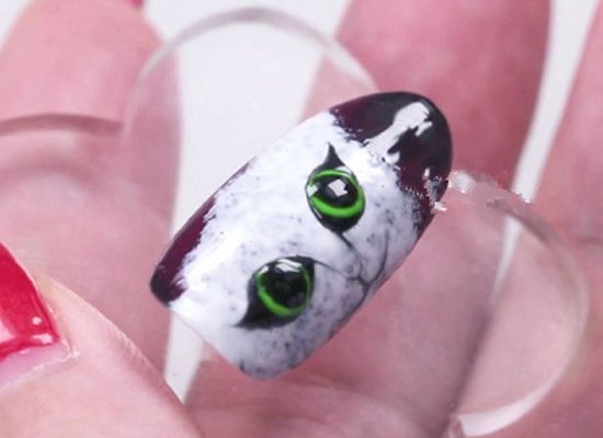 雪白猫咪美甲教程 指尖上的波斯猫