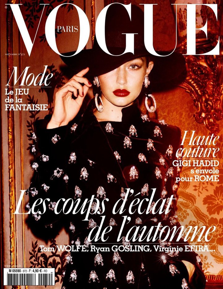 超模Gigi Hadid 演绎《Vogue》法国版时尚杂志大片