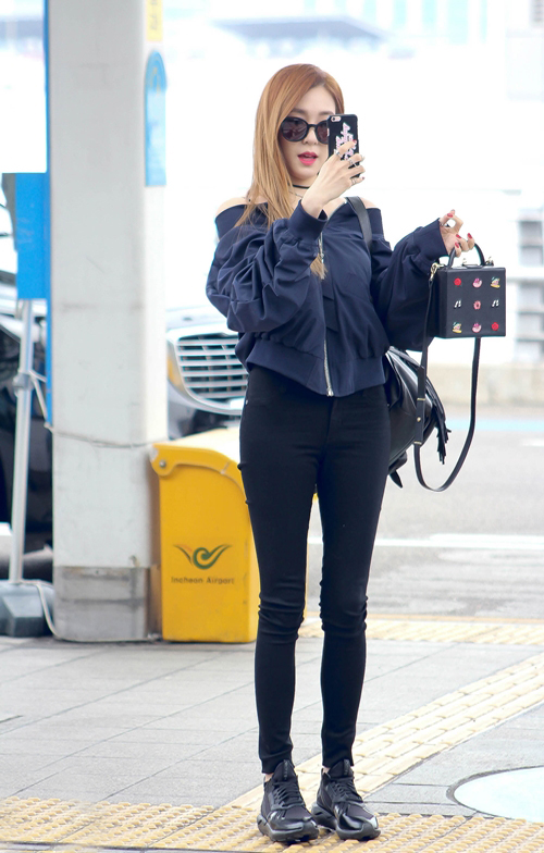 少女时代tiffany街拍 机场style也能这么好看