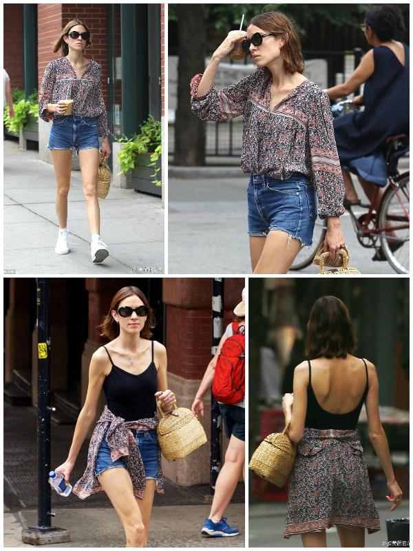 Alexa chung(艾里珊·钟)最新街拍 脱下上衣尽显“小蛮腰”