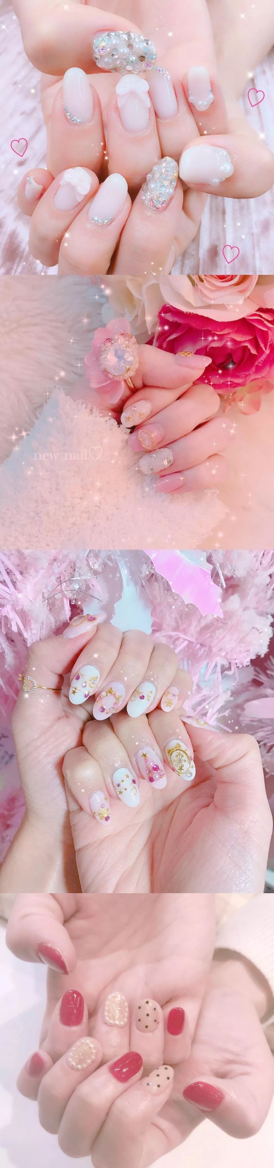 日系少女系列美甲 真的超梦幻甜美