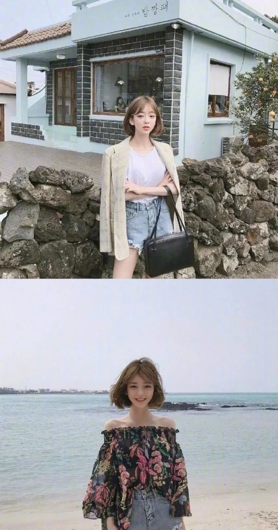 亚麻棕女生短发图片 你还不快看过来