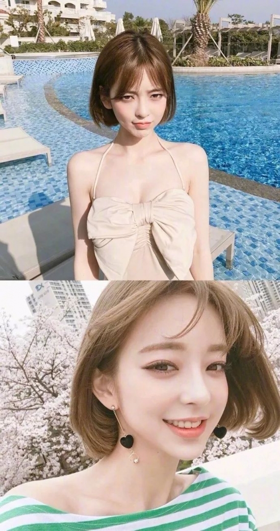 亚麻棕女生短发图片 你还不快看过来