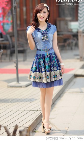 碎花撞进牛仔