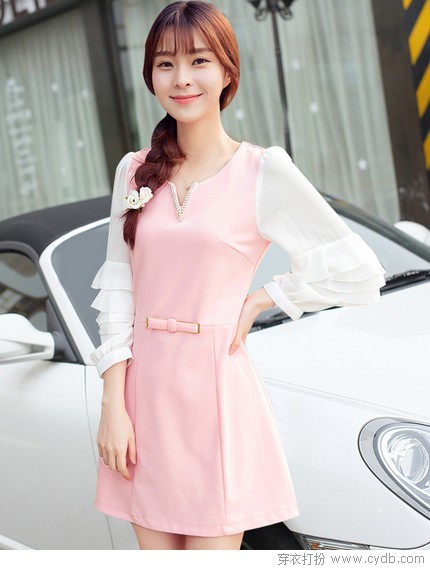 简单拼色淑女裙装
