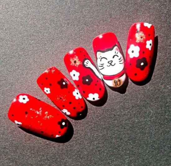 美甲招财猫图片