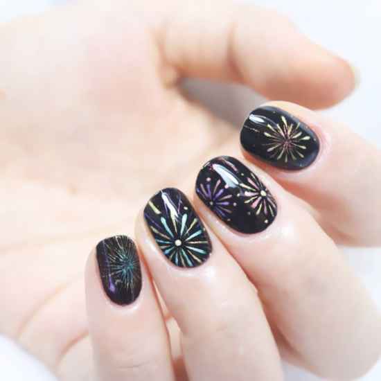 黑色美甲图片花样 黑色美甲款式