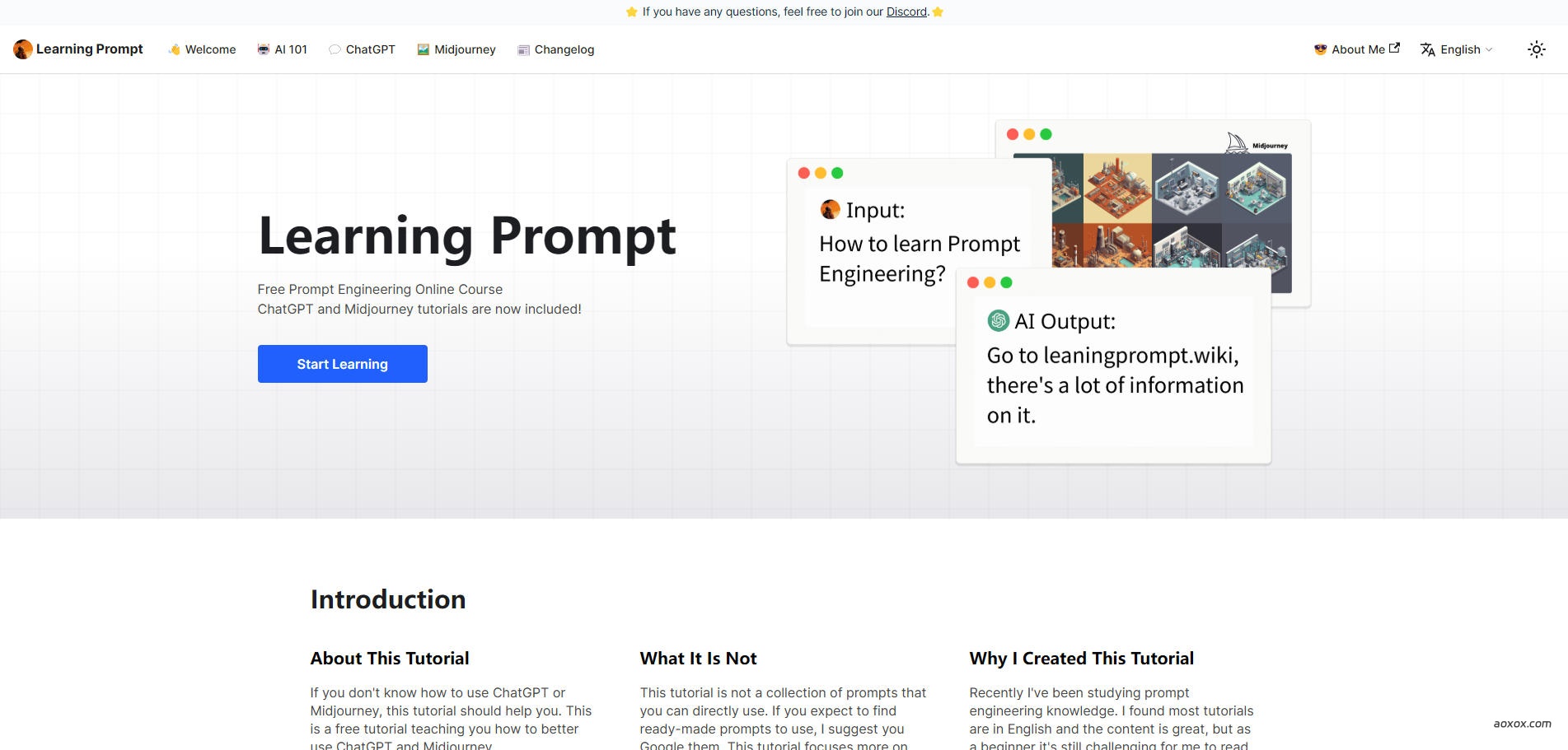 Learning Prompt官网首页截图