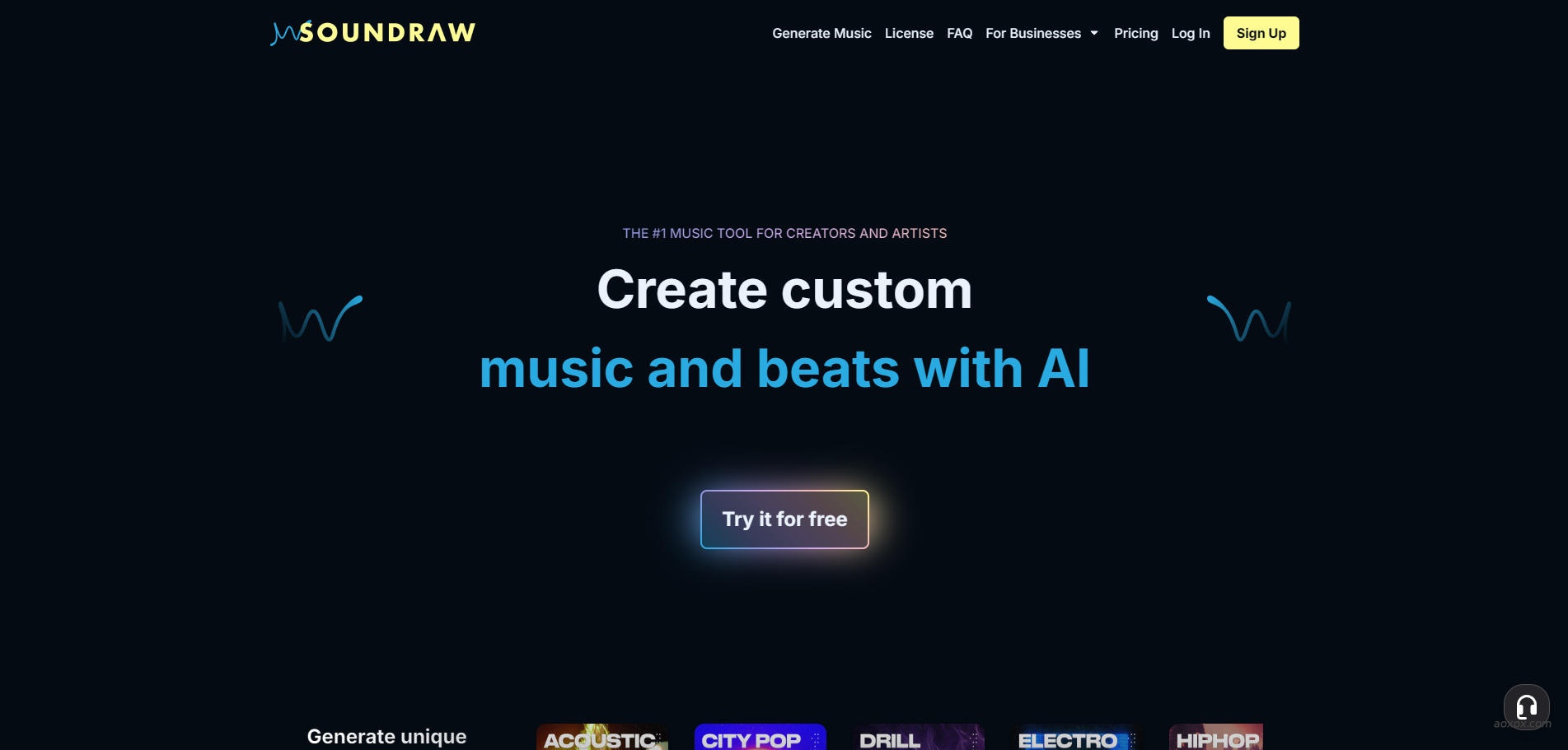 Soundraw官网首页截图