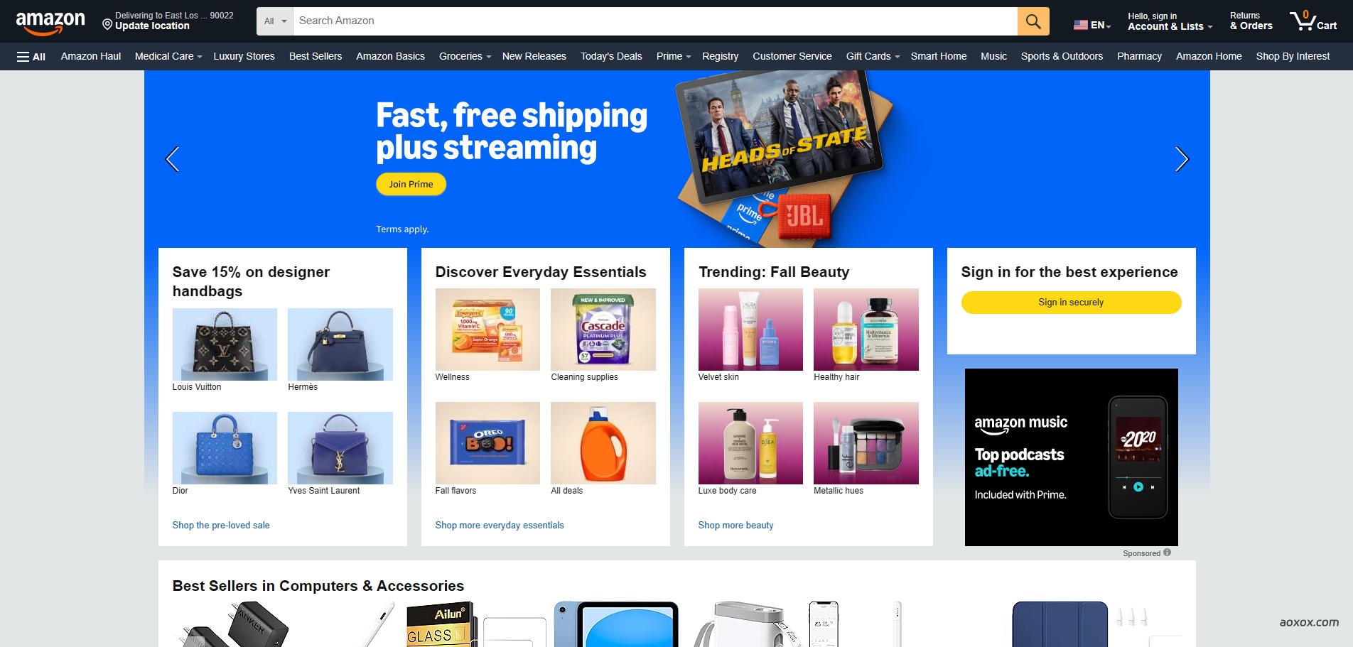 Amazon官网首页截图