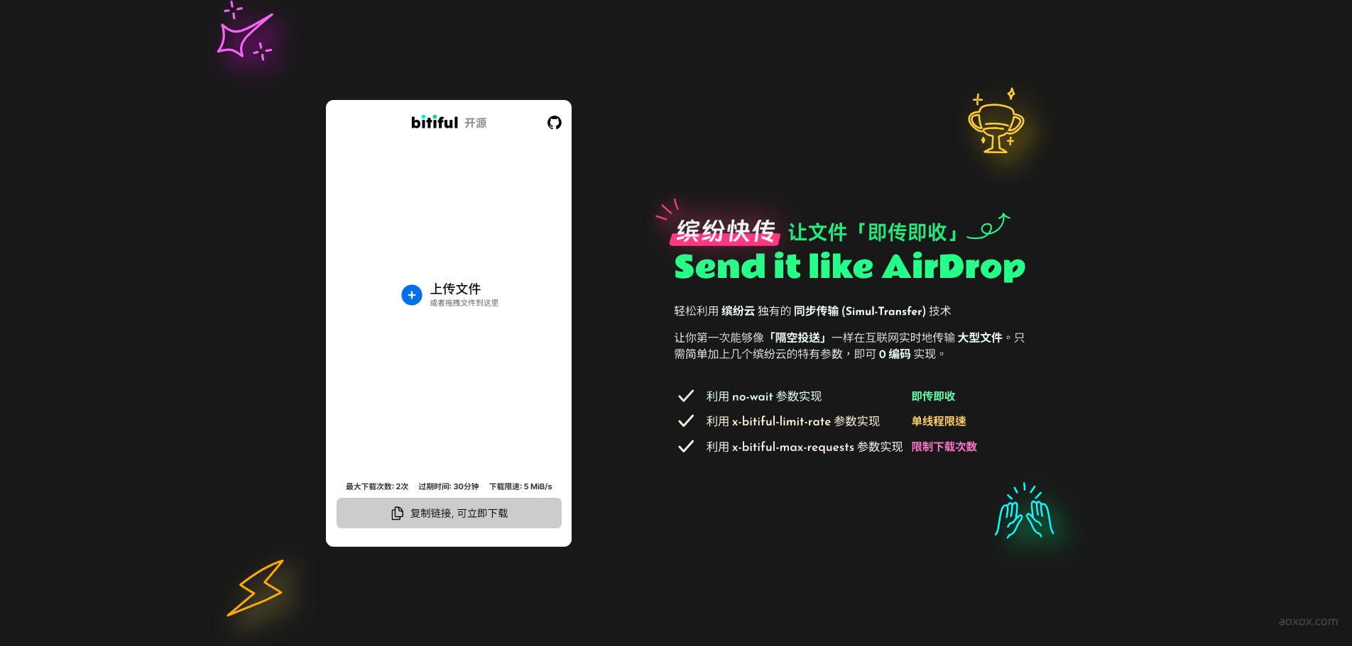 Bitiful Send官网首页截图