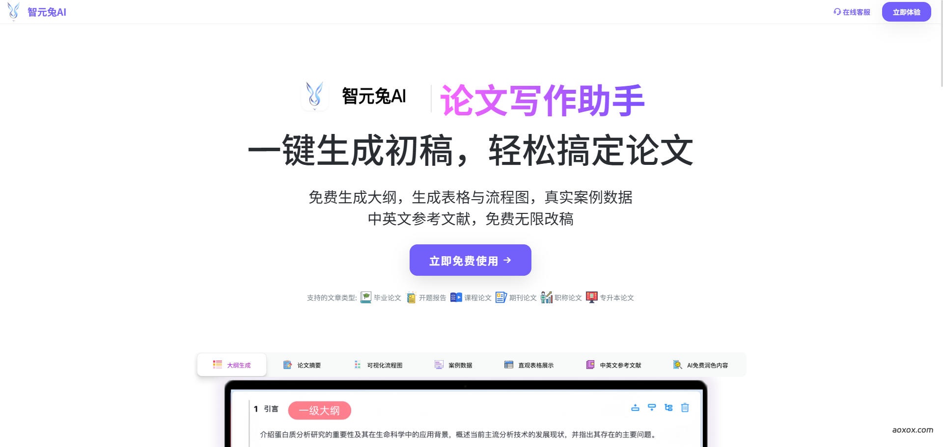 智元兔AI官网首页截图