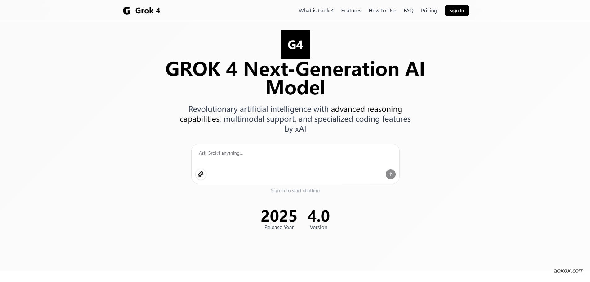 Grok-4官网首页截图