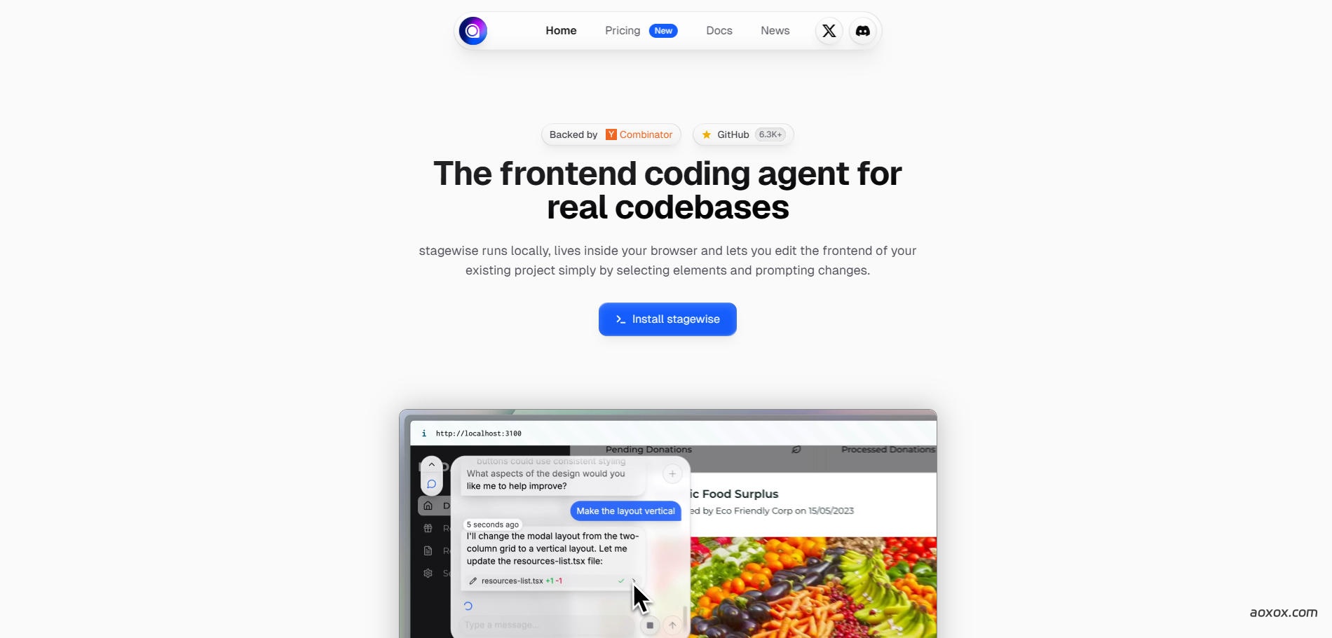 Stagewise.io官网首页截图