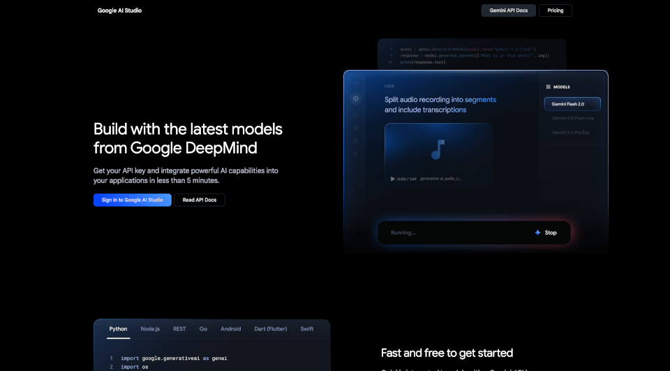 Google AI Studio官网
