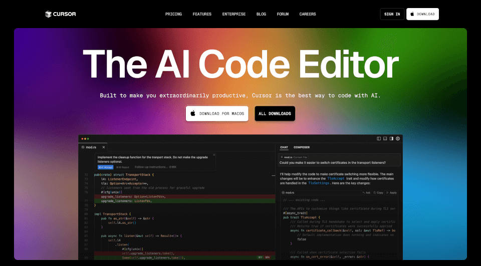 Cursor - The AI-first Code Editor官网