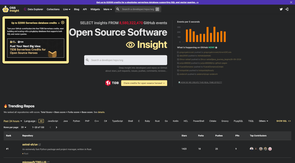 Data Explorer by OSS Insight官网