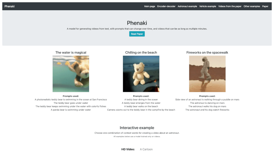 Phenaki：用文字生成视频的先进工具