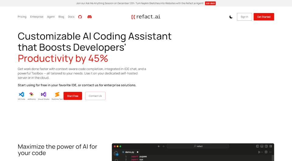 Refact.ai：智能编程助手，提升编码效率与安全性