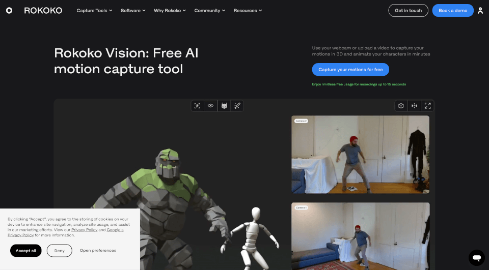 RokokoVision：免费AI动作捕捉工具，轻松生成动画