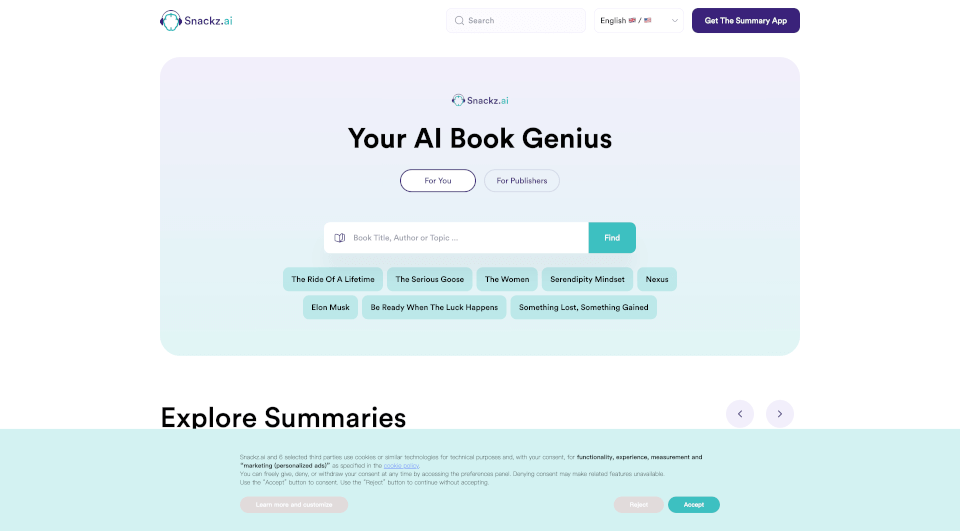 Snackz.ai：发现最适合你的书籍，享受个性化阅读体验