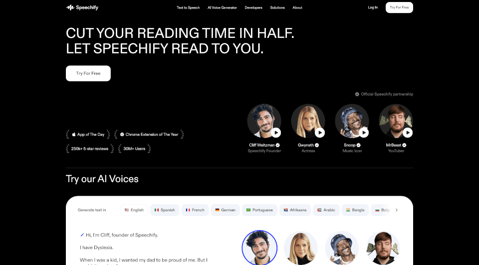 Speechify：高效文本转语音工具，助你“听”书更轻松