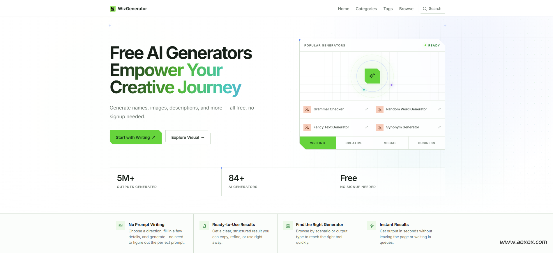 WizGenerator – 免费AI生成器集合，无需提示词无需登录