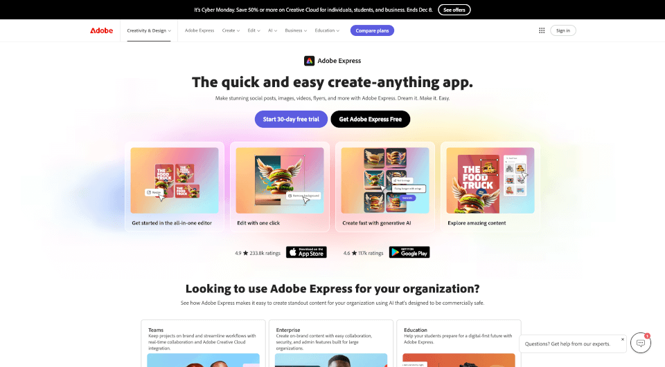 Adobe Express官网