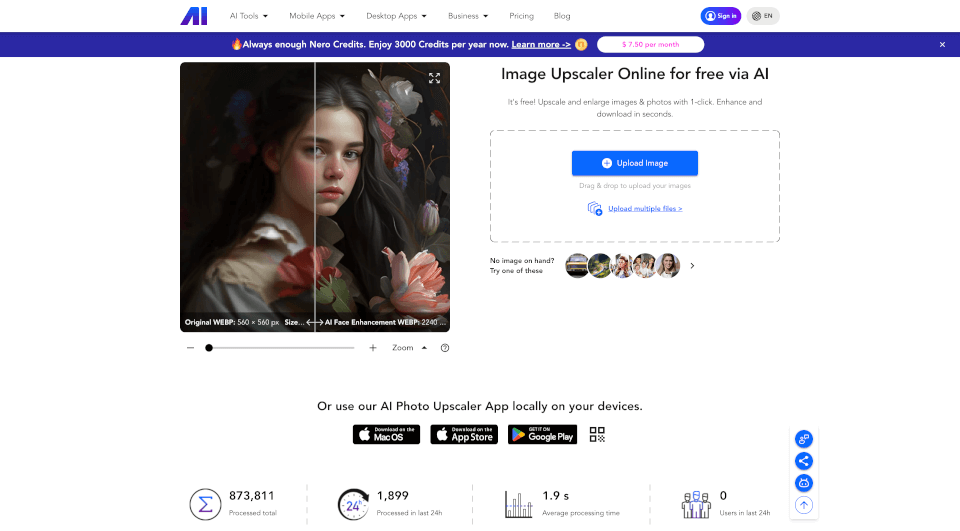 Nero AI Image Upscaler官网