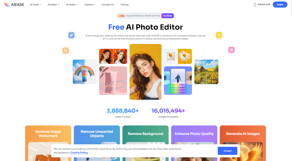 AIEase：免费的在线AI照片编辑工具