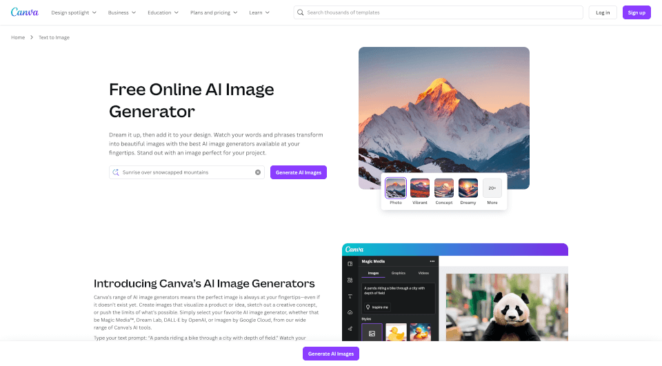 Canva – AI图像生成器，用文字创造精美图像