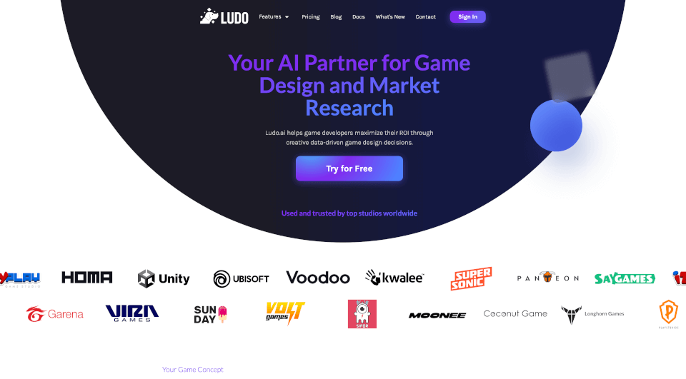Ludo – 为游戏开发者设计的AI驱动平台
