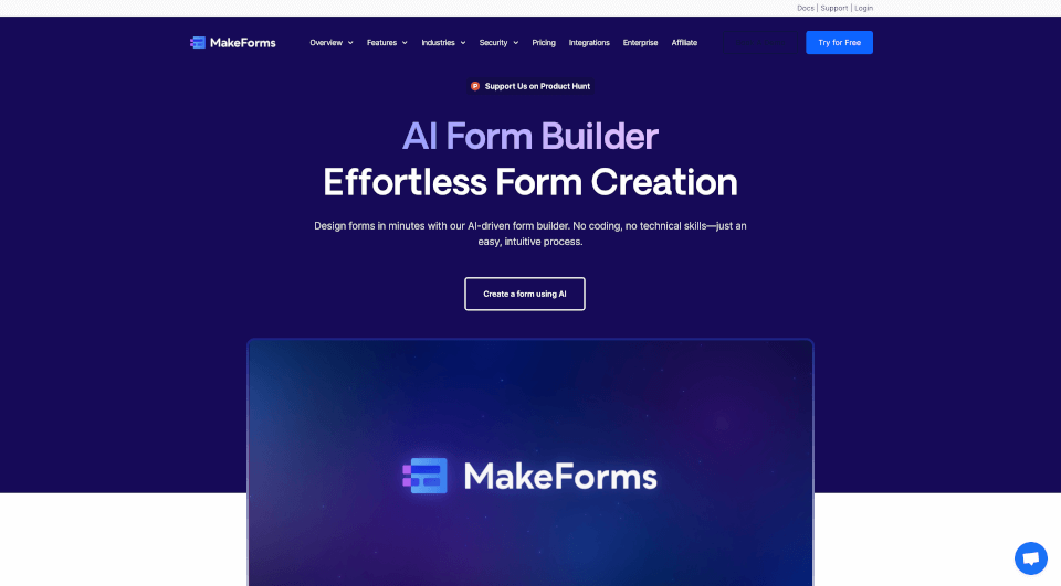 MakeForms – AI表单构建器，60秒创建个性化表单