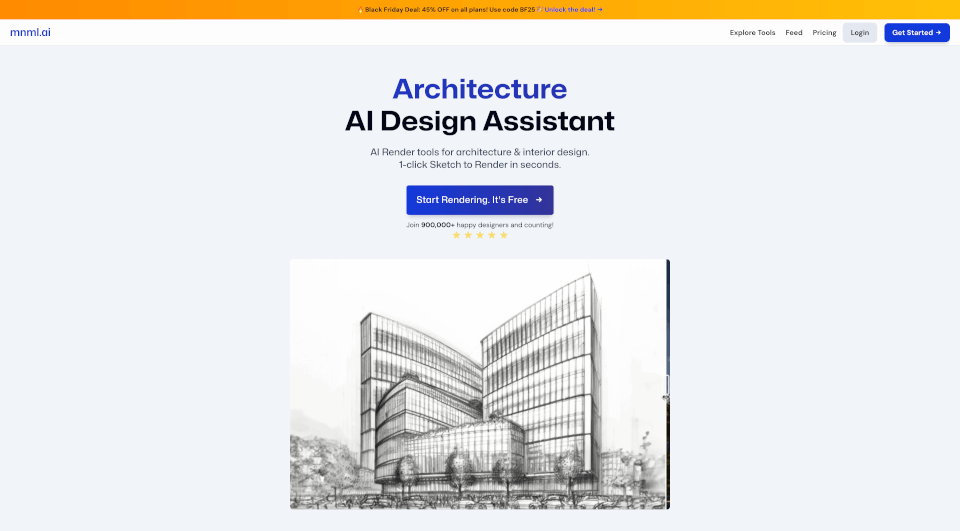mnml AI官网 – 快速生成建筑与室内设计渲染图