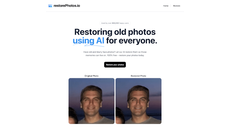 FacePhotoRestorer：免费AI修复老旧模糊照片，保留珍贵记忆