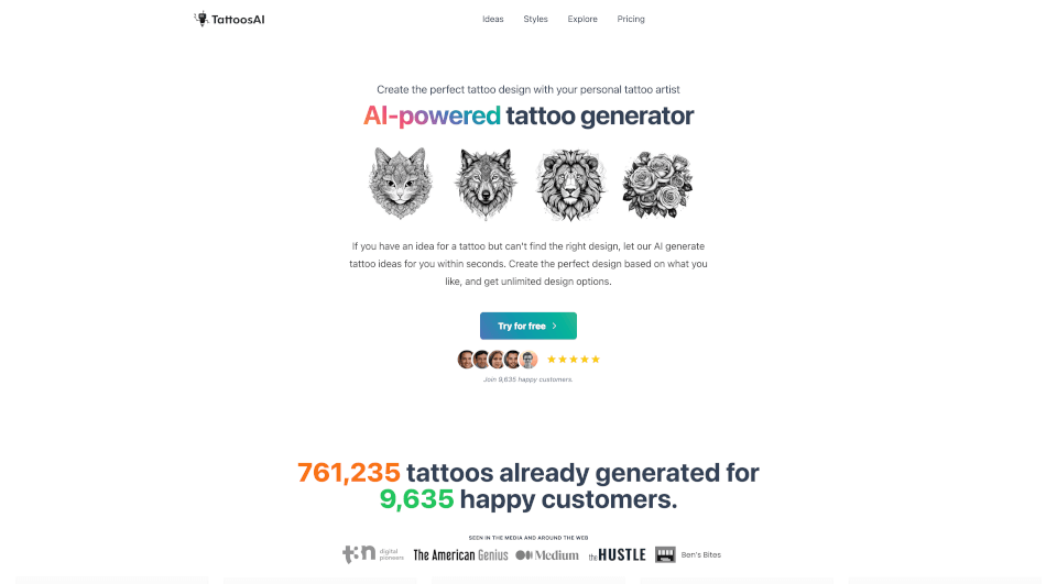 TattoosAI – 用AI生成你的专属纹身设计