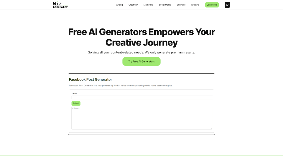 WizGenerator官网 – 提升创意与营销的完美工具
