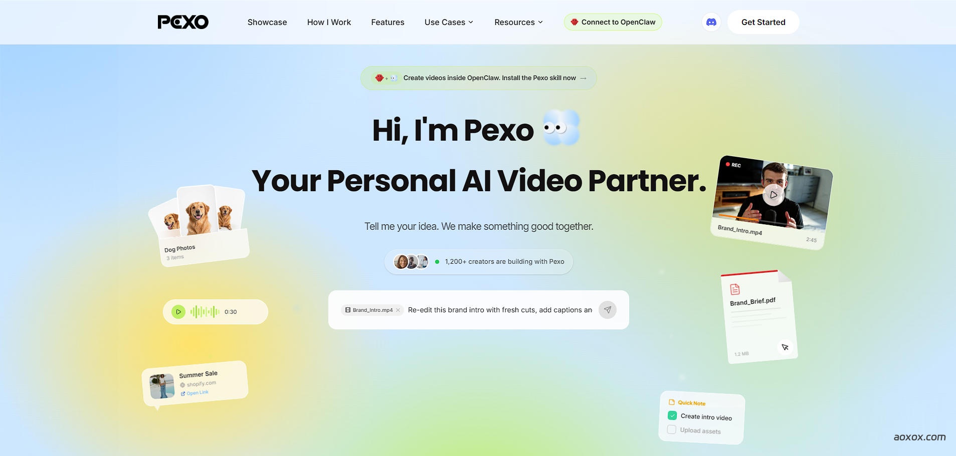 Pexo AI官网首页截图